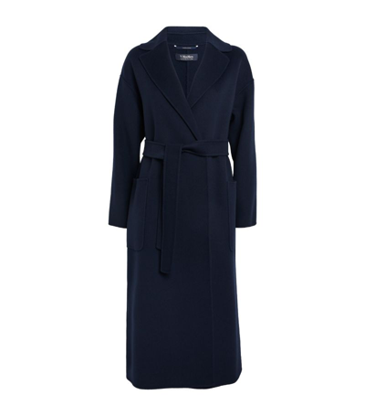 Max Mara Paolore Wool Belted Coat In Midnight Blue