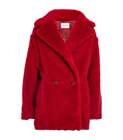 Max Mara Short Teddy Bear Icon Coat In Alpaca And Wool In Red