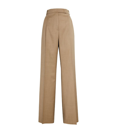 Max Mara Wool Wide Trousers In Beige