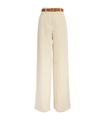 MAX MARA COTTON-LINEN WIDE-LEG TROUSERS