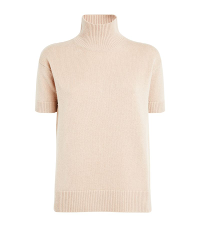 Max Mara Virgin Wool Short-sleeve Sweater In Beige