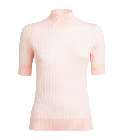 Max Mara Silk-wool High-neck T-shirt In Pink