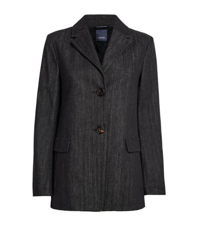 Max Mara Cotton Denim-look Blazer In Black