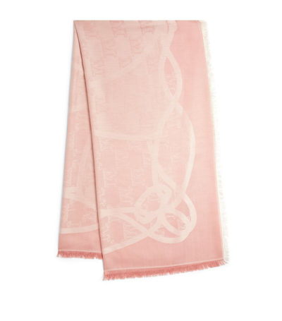 Max Mara Silk Jacquard Shawl In Pink