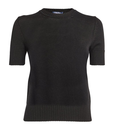 Max Mara Virgin Wool Short-sleeve Sweater In Black