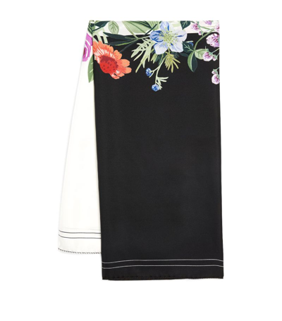 Max Mara Silk Floral-print Scarf In White