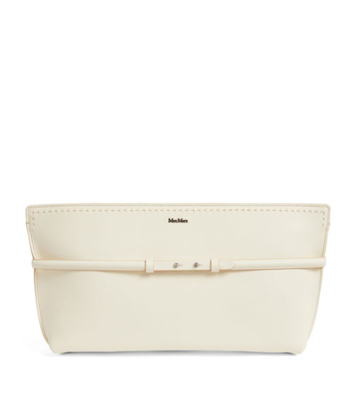 Max Mara Leather Archetipo Clutch Bag In White