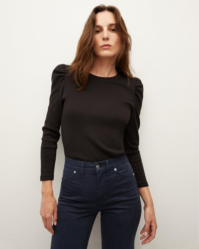 Veronica Beard Britney Rib Top In Black