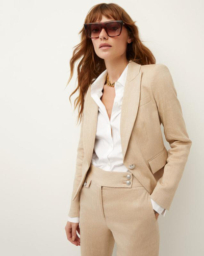Veronica Beard Hosanna Linen Dickey Jacket In Khaki Melange