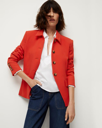 Veronica Beard Aire Dickey Woven Blazer In Red