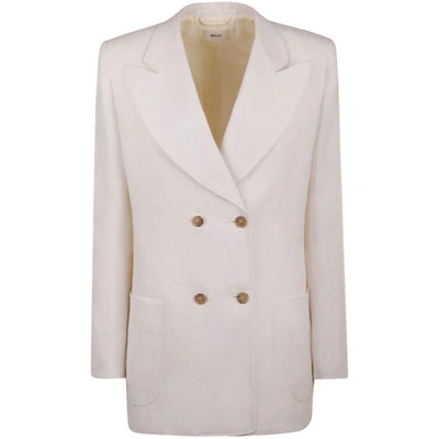Bally Double-breasted Linen Blazer In White