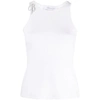 Blumarine Logo-brooch Ribbed Tank Top In White