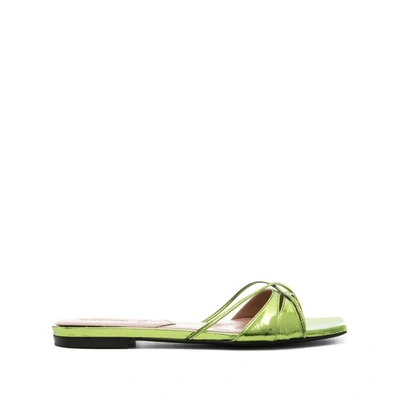 D’accori Lust Leather Slides In Green