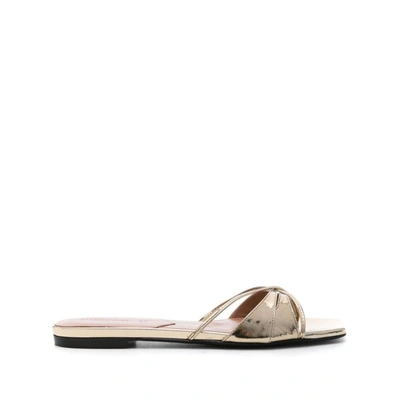 D’accori Lust Leather Slides In Gold
