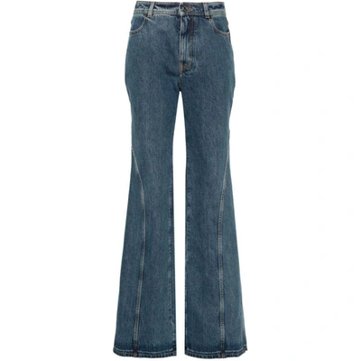 Del Core Panelled Stonewashed Flared Jeans In Blue