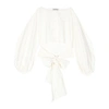 Del Core Boat-neck Tie-waist Poplin Top In Neutrals
