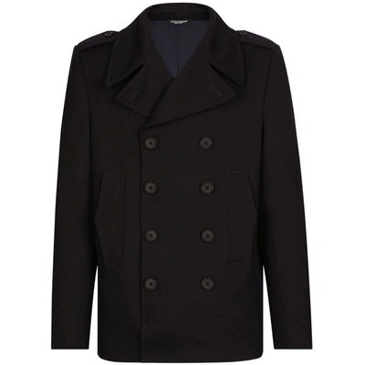 Dolce & Gabbana Double-breasted Pea Coat In Black