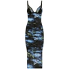 Dolce & Gabbana Bluebell Print Tulle Midi Slip Dress In Black/blue