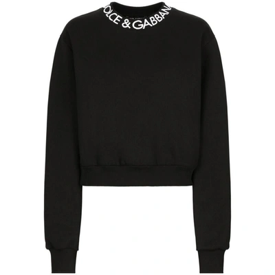 Dolce & Gabbana Logo-print Cotton-blend Sweatshirt In Black