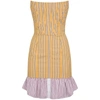 Dsquared2 Striped Cotton Strapless Mini Dress In Yellow/red