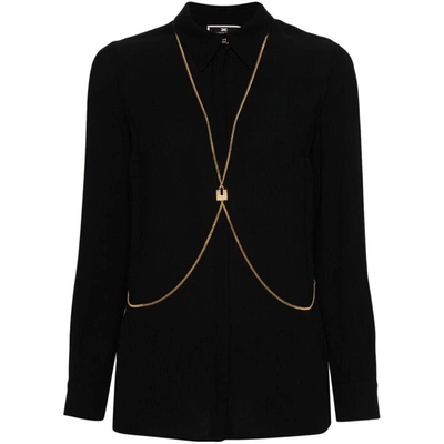 Elisabetta Franchi Body-chain Detail Shirt In Negro