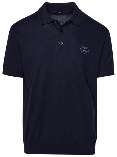 Etro Cotton Blend Polo Shirt In Blue