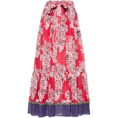 Etro Floral-print Maxi Skirt In Red