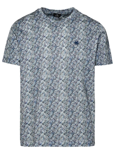 Etro T-shirt Rome In Gnawed Blue