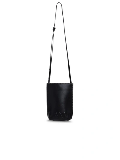 Ganni Black Recycled Leather Crossbody Bag