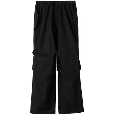 Jil Sander Black Oversize Cotton Trousers In Beige