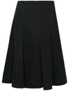 Khaite Lennox Pleated Denim Midi Skirt In Black