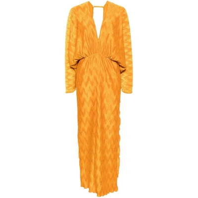 L'idée Riviera Chevron Gown Dress In Orange