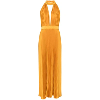 L'idée Chateau Pleated Maxi Dress In Orange