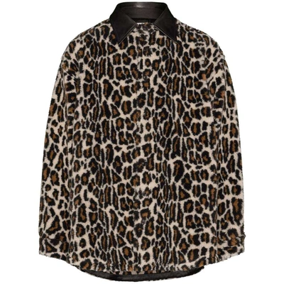 Maison Margiela Leopard-print Faux-fur Shirt In Brown/neutrals