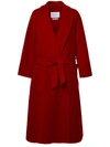 Max Mara Robe Silhouette Midi Coat With Double-faced Wool In Red