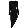 Norma Kamali Black Dress With Draped Details And Bare Shoulders In Tech Fabric Woman In Black
