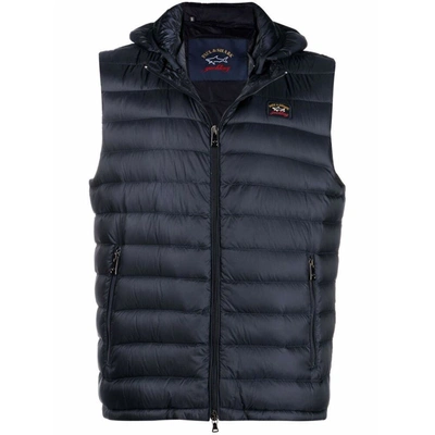 Paul & Shark Detachable-hood Ultralight Waistcoat In Blue