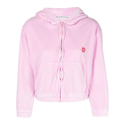 Alexander Wang T T By Alexander Wang Velour Sweatshirt In 0951b Washed Candy Pink