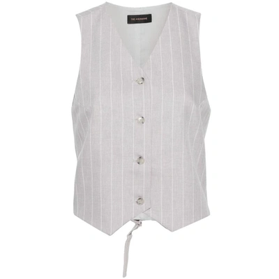 The Andamane Pinstriped Tailored Vest In Grey