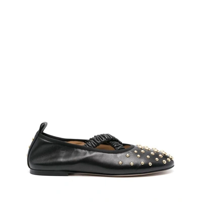 Wandler Women's June Studded Leather Ballerina Flats In Black/gold