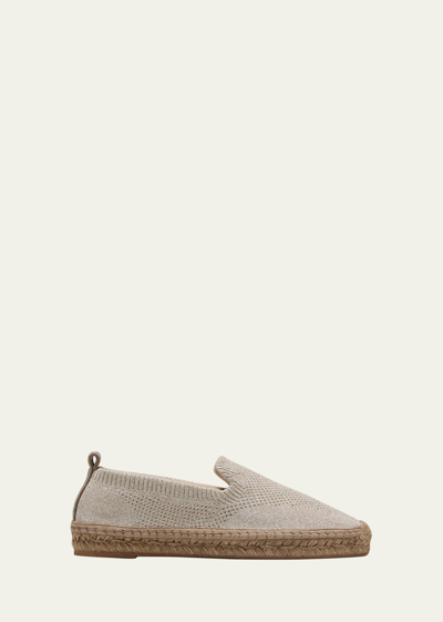 Brunello Cucinelli Metallic Knit Espadrille Loafers In White