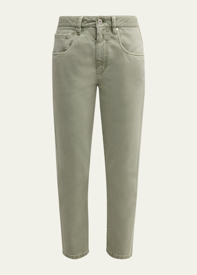 Brunello Cucinelli Mid-rise Straight-leg Ankle Pants In C8621 Mint