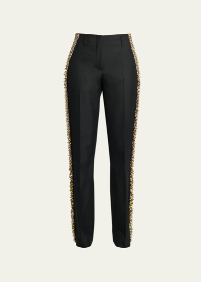 Dries Van Noten Parchia Embellished Trousers In Black