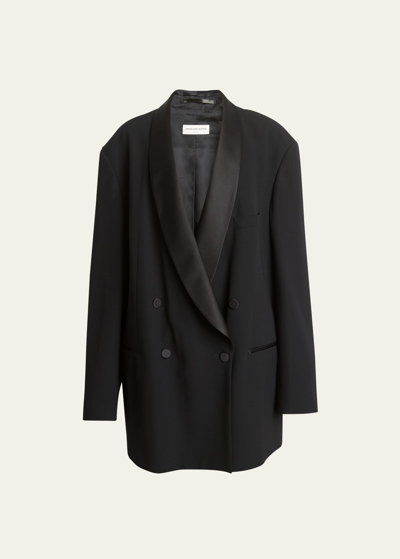 Dries Van Noten Blissy Oversized Tuexdo Jacket In Black