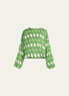 Dries Van Noten Capo Printed Silk Blouse In Green