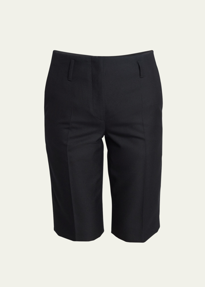 Dries Van Noten Parchia Long Wool Shorts In Black