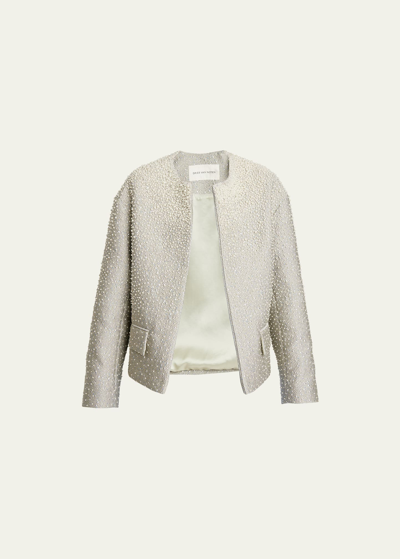 Dries Van Noten Vonda Embellished Short Jacket In Silver