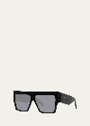 Celine Chunky Rectangle Acetate Sunglasses In Dark Havana