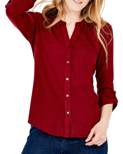 Nic + Zoe Nic+zoe Sweet Dreams Convertible Sleeve Shirt In Red