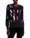 Nic + Zoe Falling Stripes Cotton Blend Sweater In Pink
